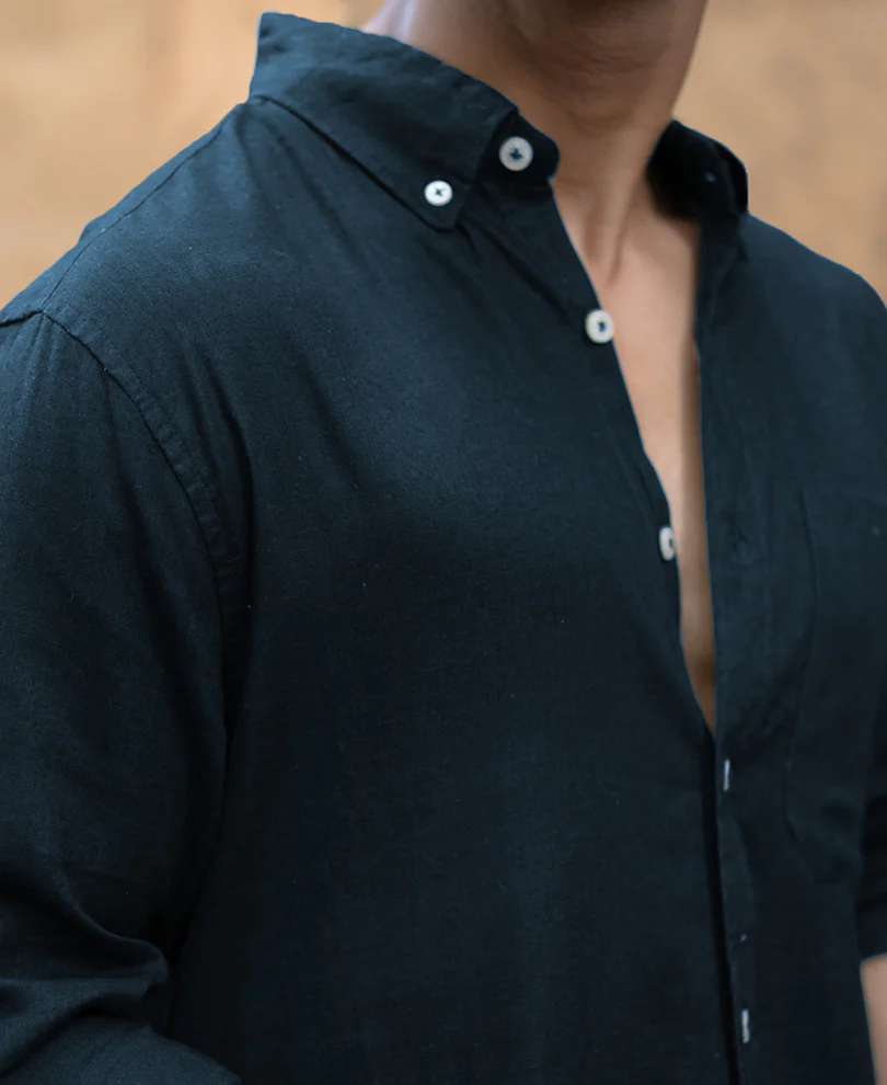 Airforce Blue Linen Blend Shirt - Image 3