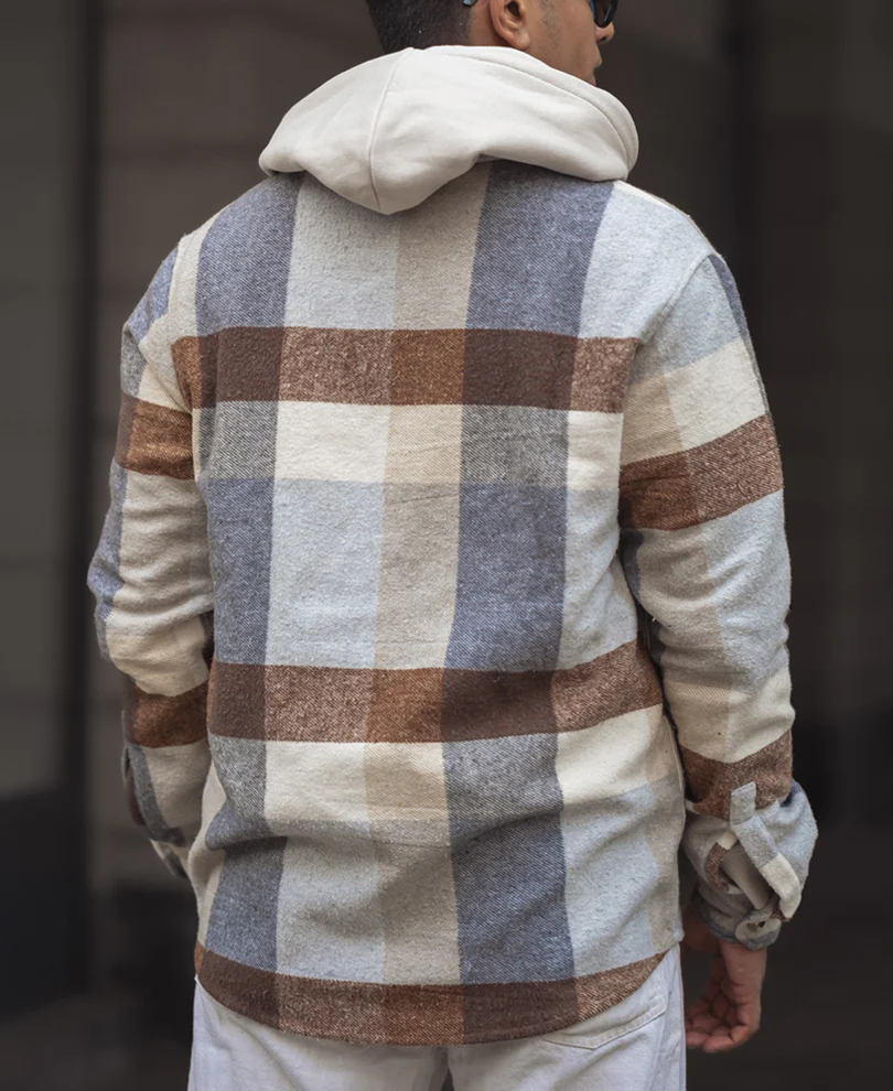 Beige Regular Fit Full Sleeve Shirt With Double Flap Pocket - Image 5