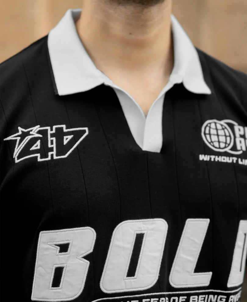 Black Contrast Embroidery T-Shirt - Image 3