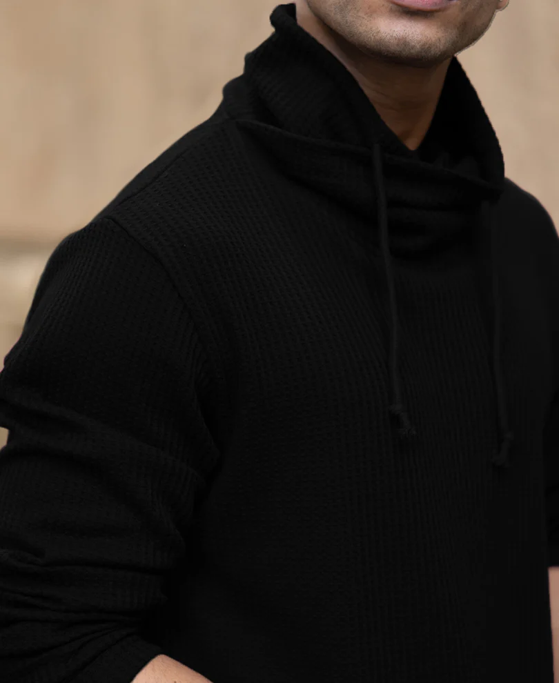 Black Structured High Neck T-Shirt - Image 3