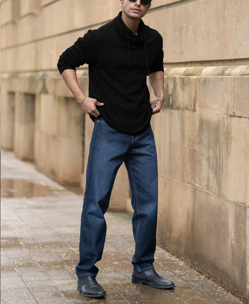 Black Structured High Neck T-Shirt - Image 6