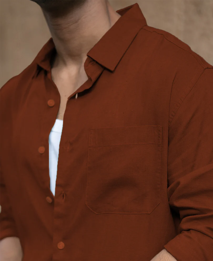 Bombay Brown Linen Blend Shirt - Image 4