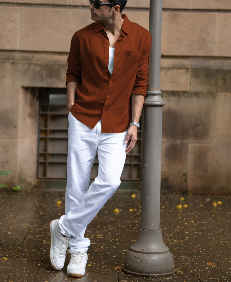 Bombay Brown Linen Blend Shirt - Image 6