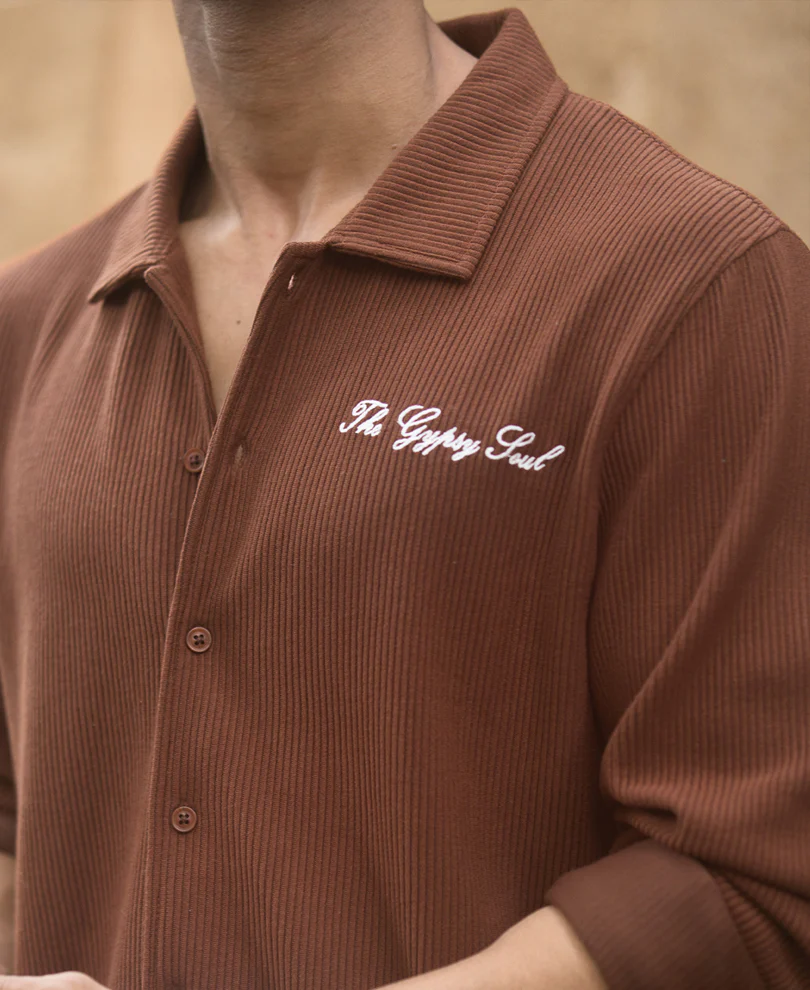 Brown Embroidered Knit Shirt - Image 4