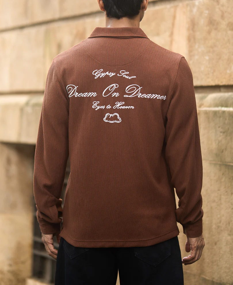 Brown Embroidered Knit Shirt - Image 5