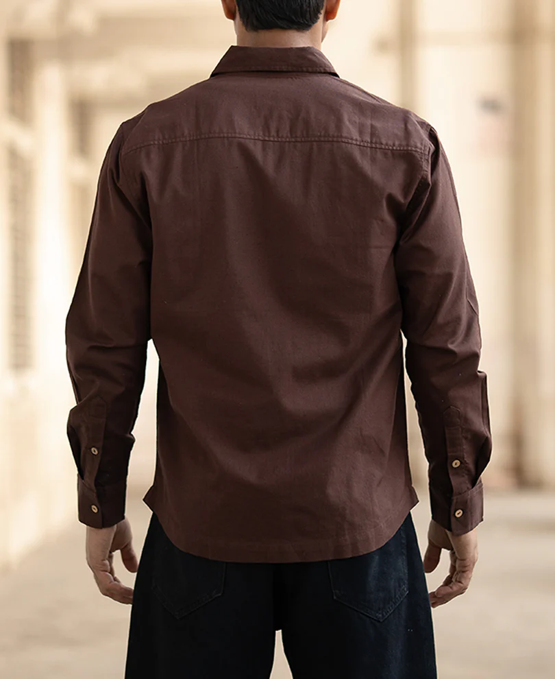 Brown Full Sleeves Regular Fit Linen Shirt - Image 4