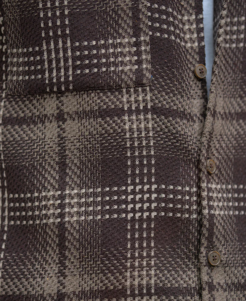 Brown Structured Checks Shirt - Image 4