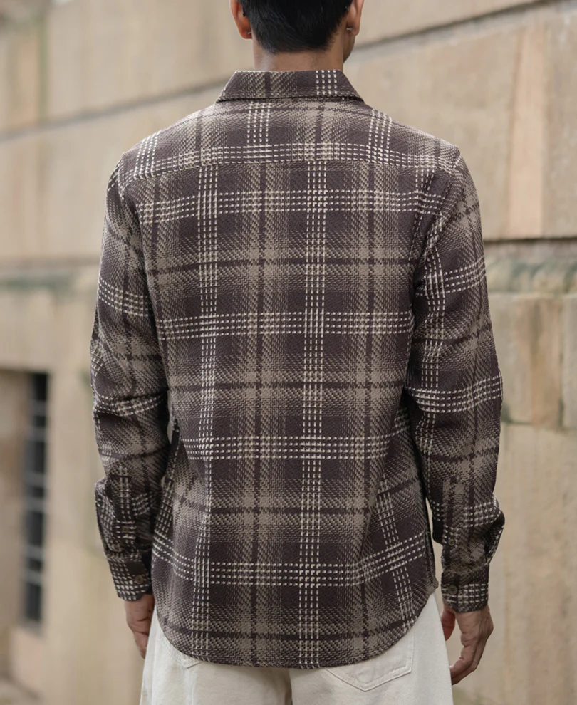 Brown Structured Checks Shirt - Image 5