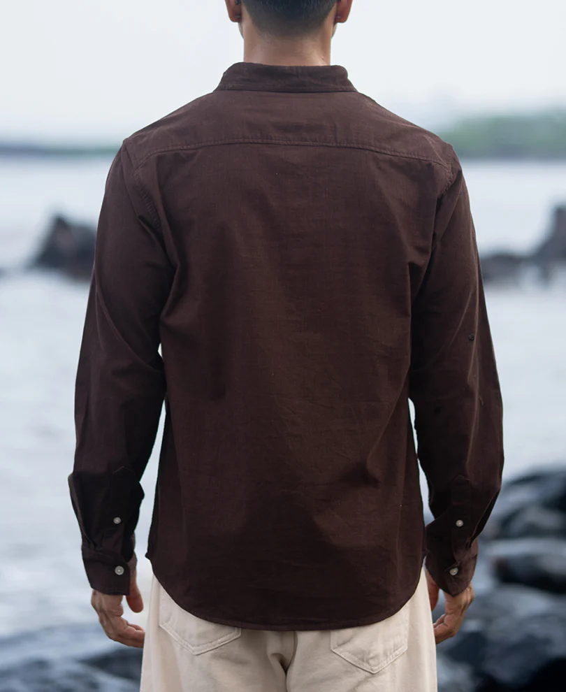 Coffee Corduroy Button Down Shirt - Image 5