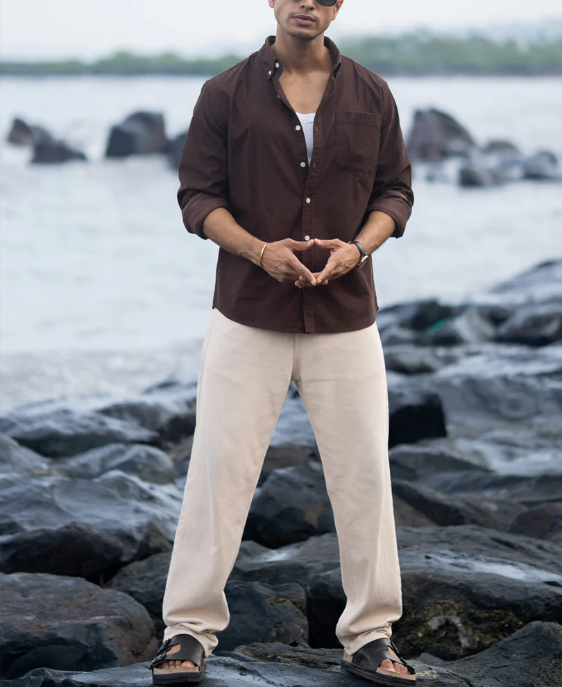 Coffee Corduroy Button Down Shirt - Image 6