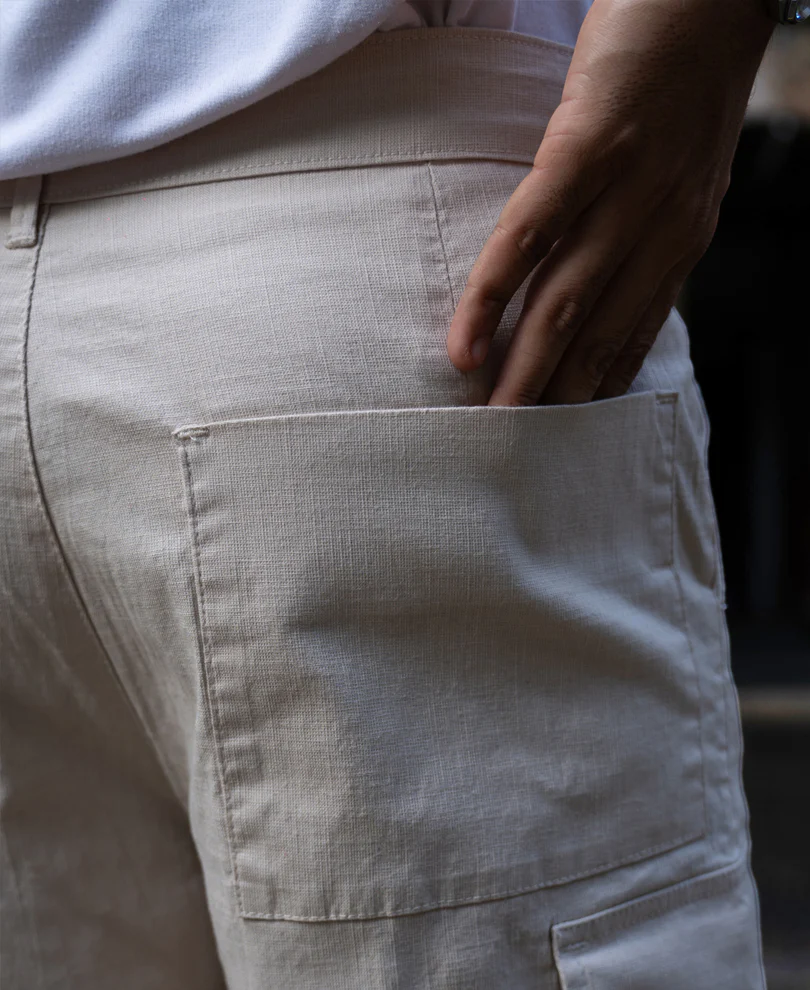 Cream Cotton Cargo Regular Fit Pant - Image 5