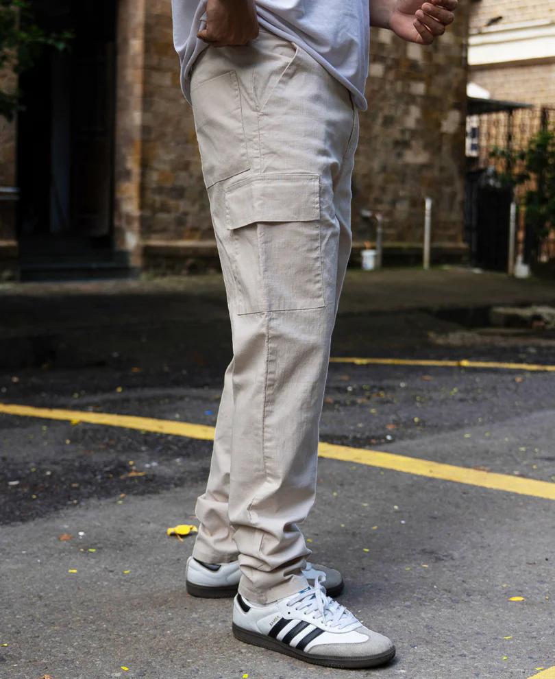 Cream Cotton Cargo Regular Fit Pant - Image 6