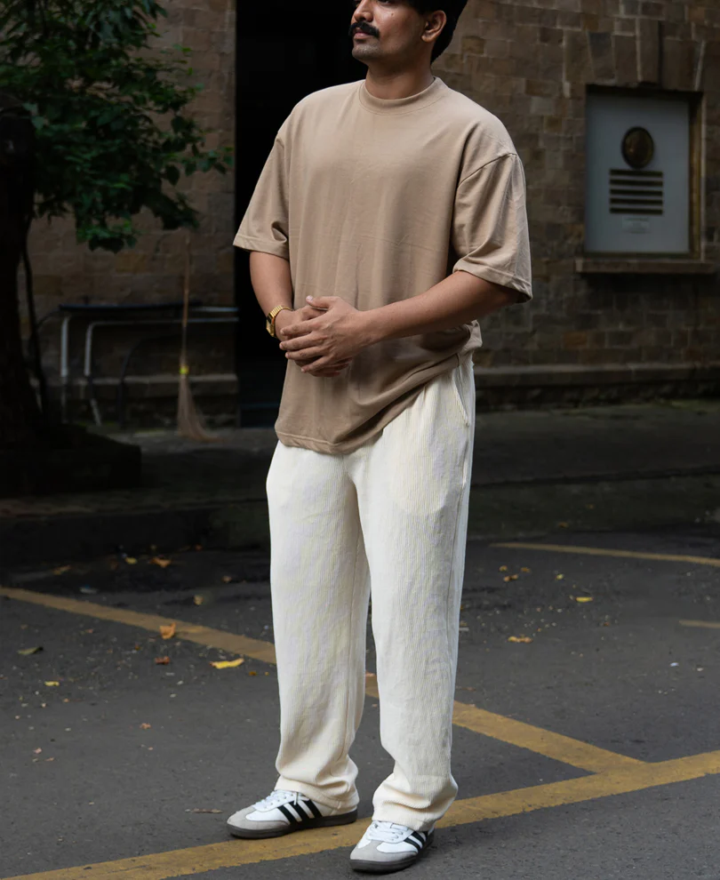 Cream Knit Pleated Trousers - Image 7
