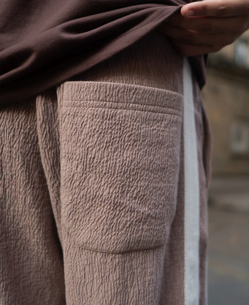 Dark Beige Knitted Baggy Fit Pant - Image 6