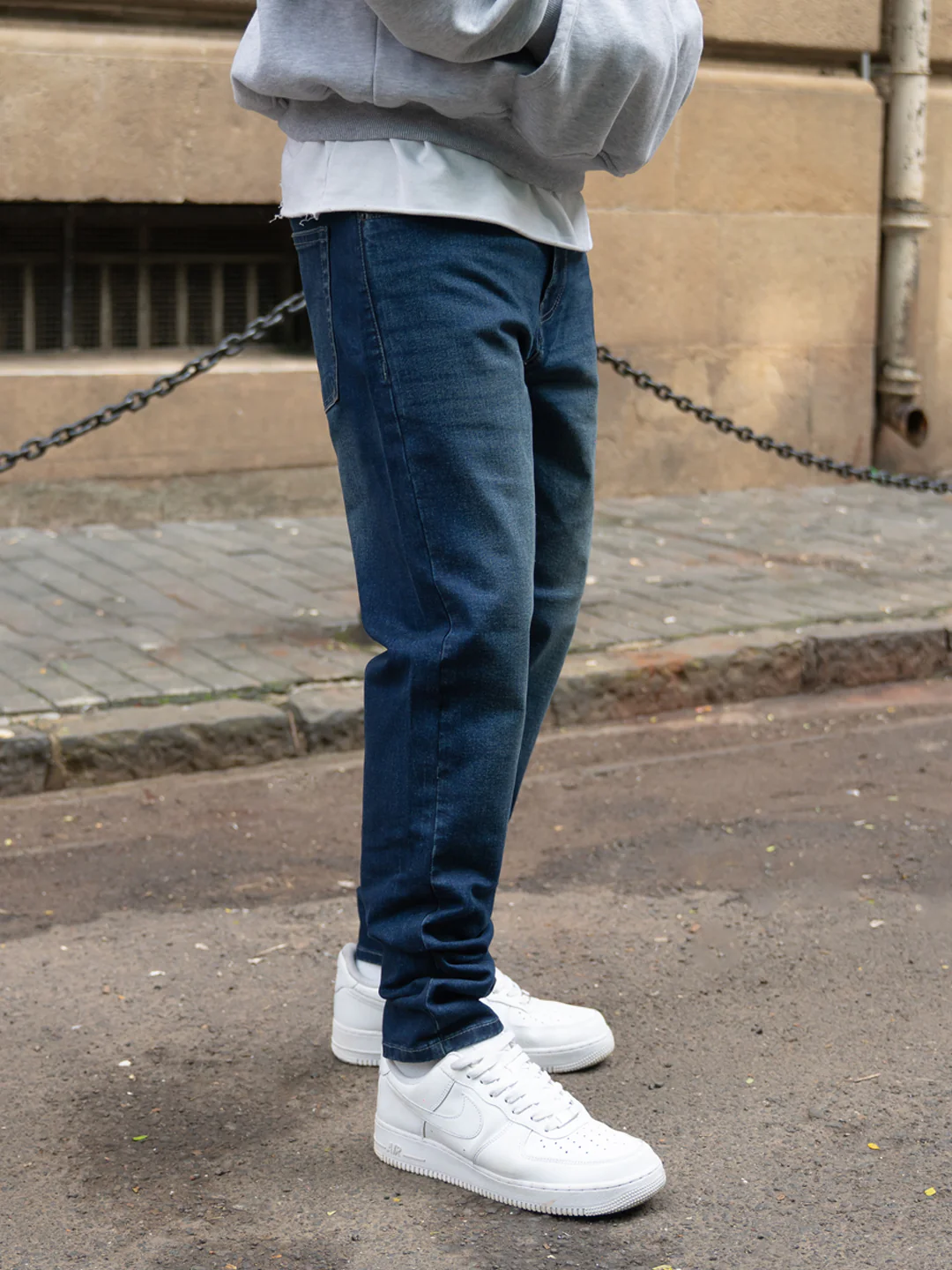 Dark Blue Washed Regular Fit Jeans - Image 5