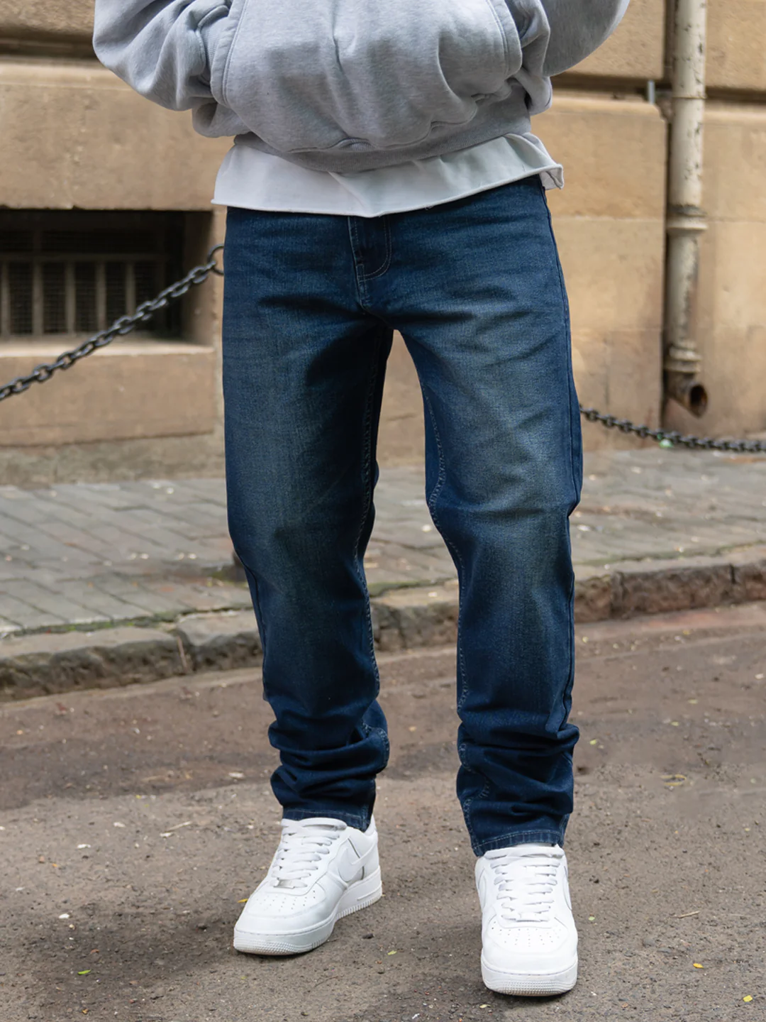 Dark Blue Washed Regular Fit Jeans - Image 6