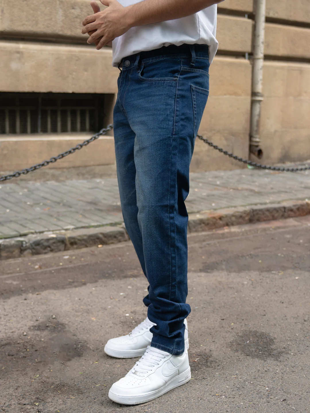 Dark Blue Washed Regular Fit Jeans - Image 9