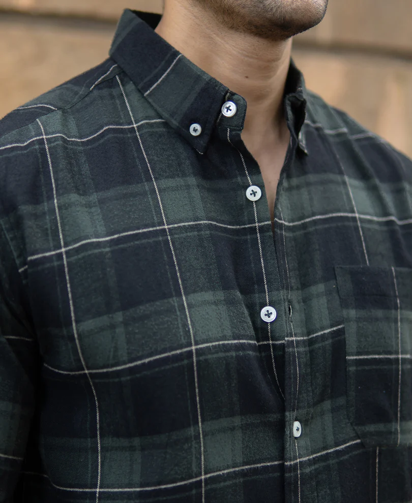 Dark Green Checks Lightweight Shirt - Image 3