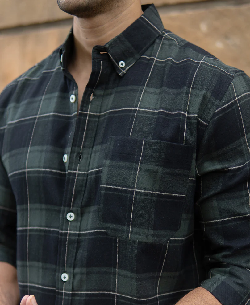 Dark Green Checks Lightweight Shirt - Image 4