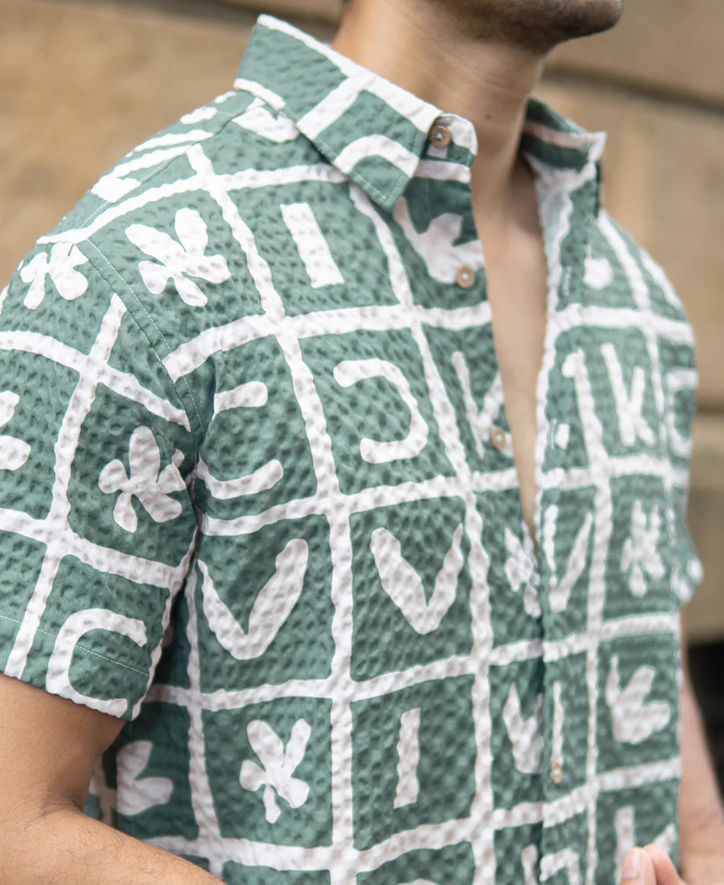 Green Printed Structured Shirt - Image 3