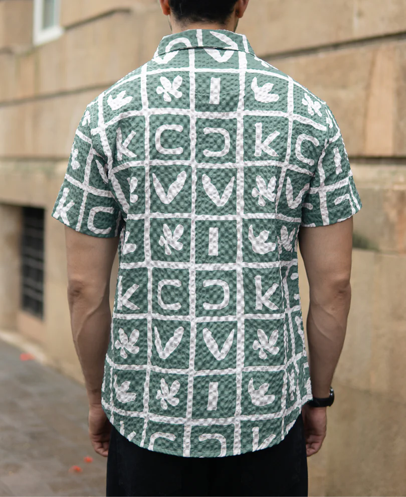 Green Printed Structured Shirt - Image 5