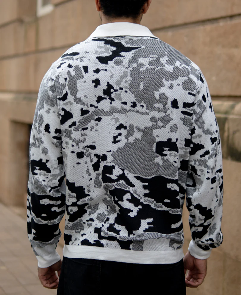 Grey Jacquard Knit T-Shirt - Image 5