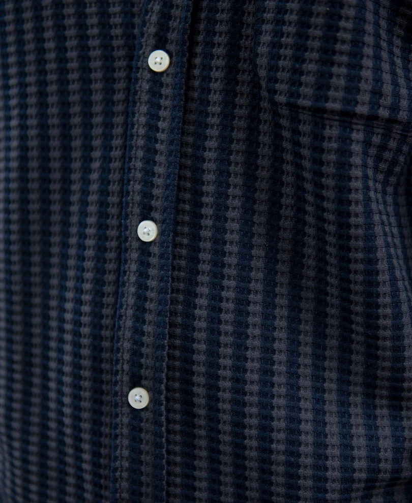 Grey Knit Structured Stripe Shirt - Image 4