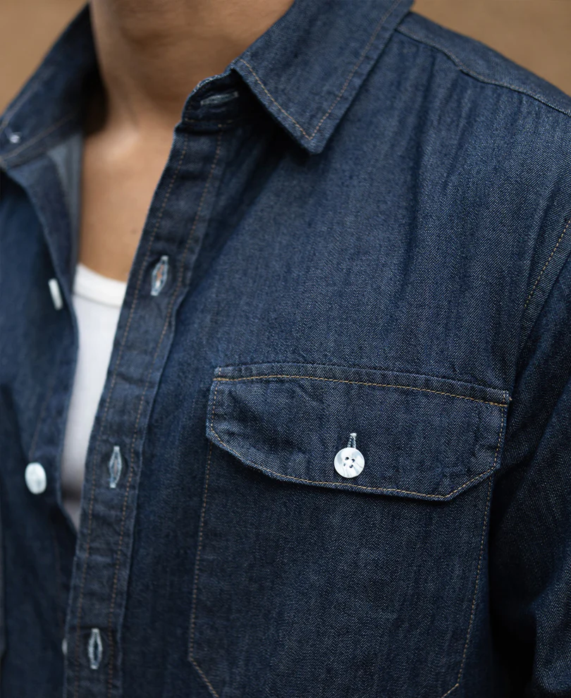 Indigo Denim Shirt With Pockets - Image 4