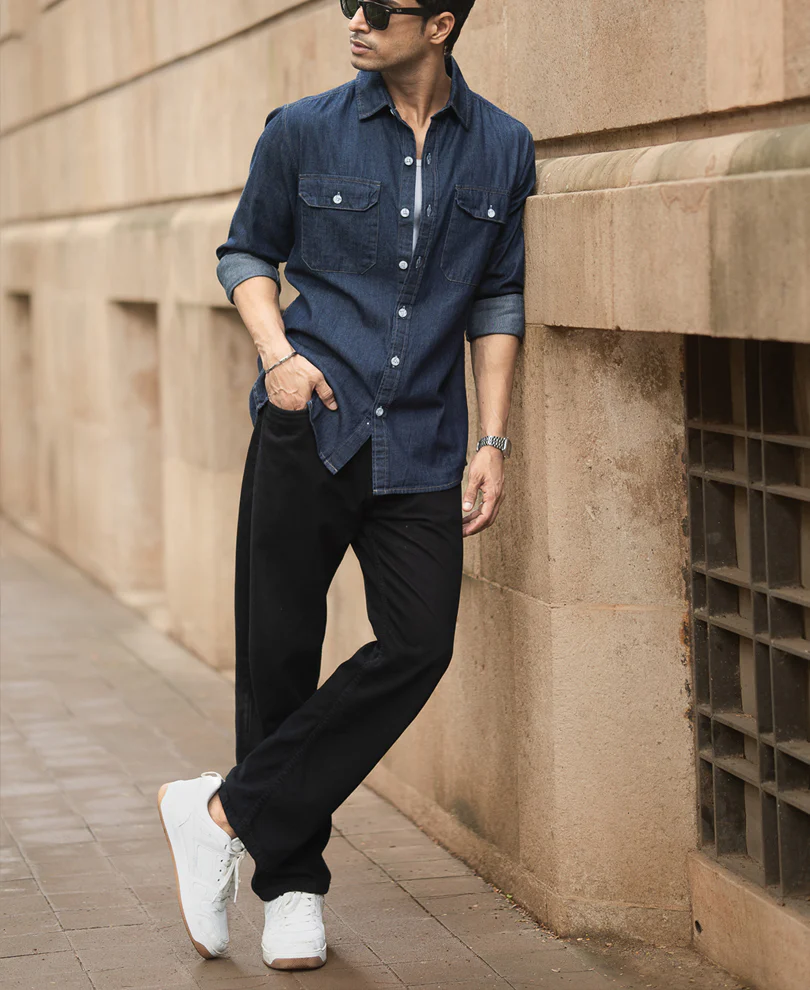 Indigo Denim Shirt With Pockets - Image 6
