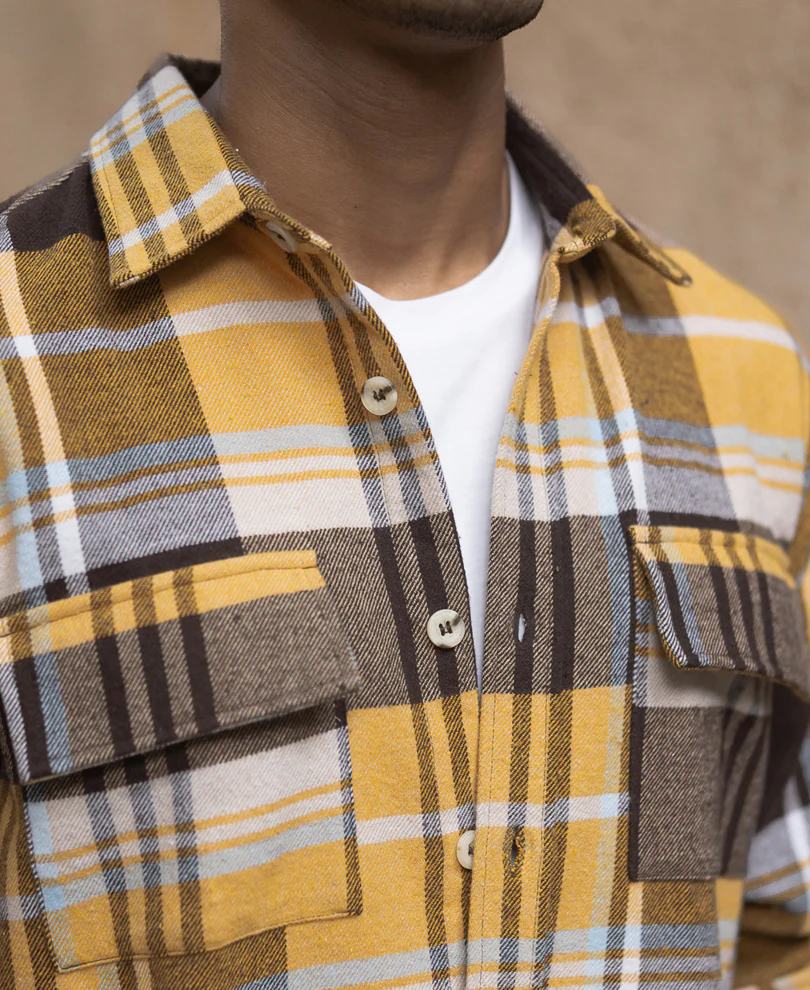 Mustard Checks Shirt With Pockets - Image 4