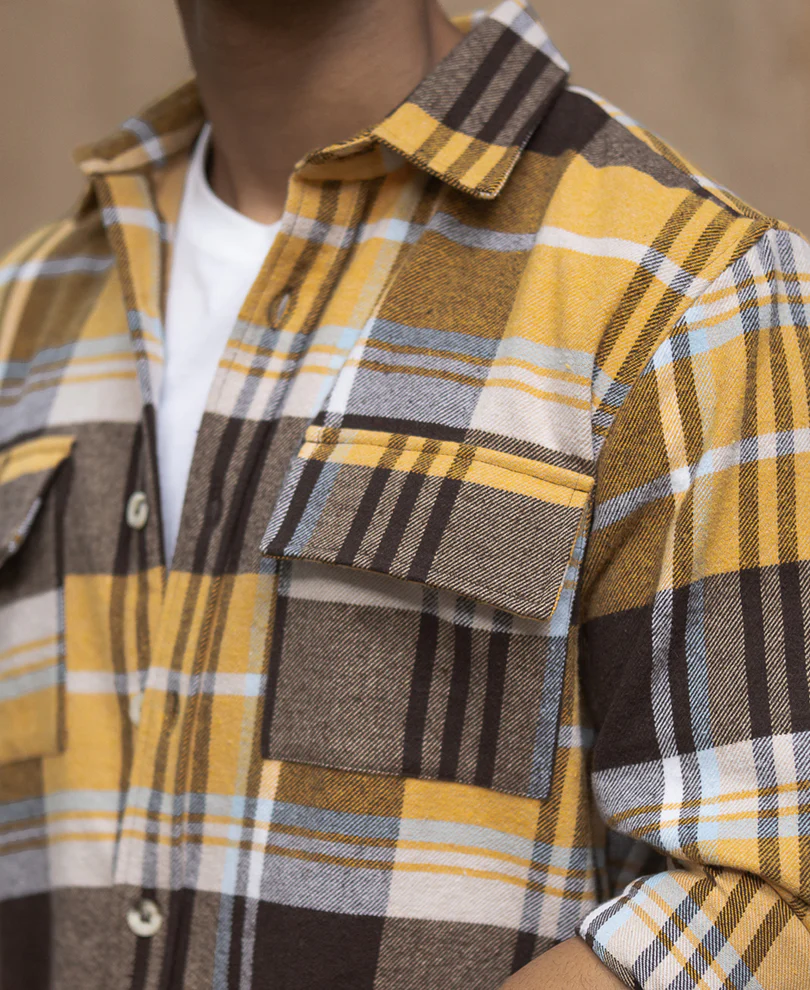 Mustard Checks Shirt With Pockets - Image 5