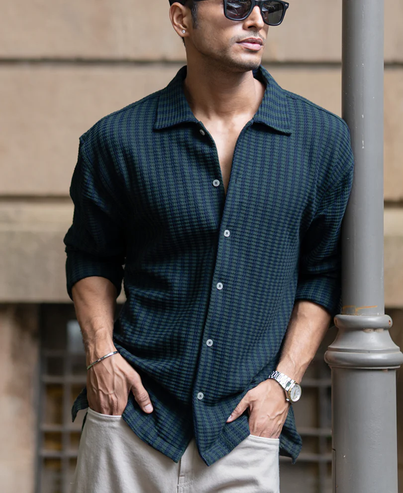 Navy And Pine Stripe Shirt - Image 3