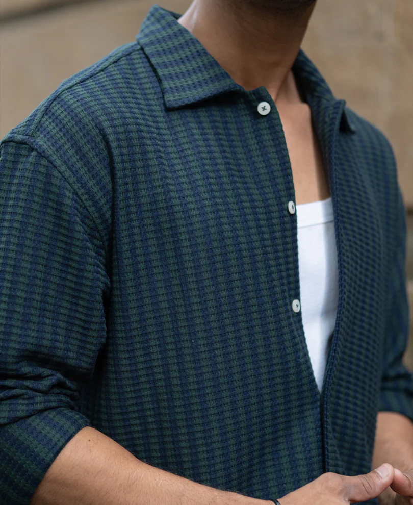 Navy And Pine Stripe Shirt - Image 4