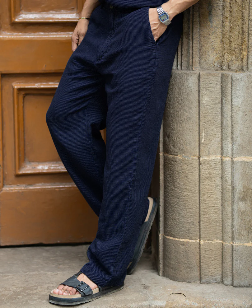 Navy Double Cloth Stripe Co-Ord Set - Image 5