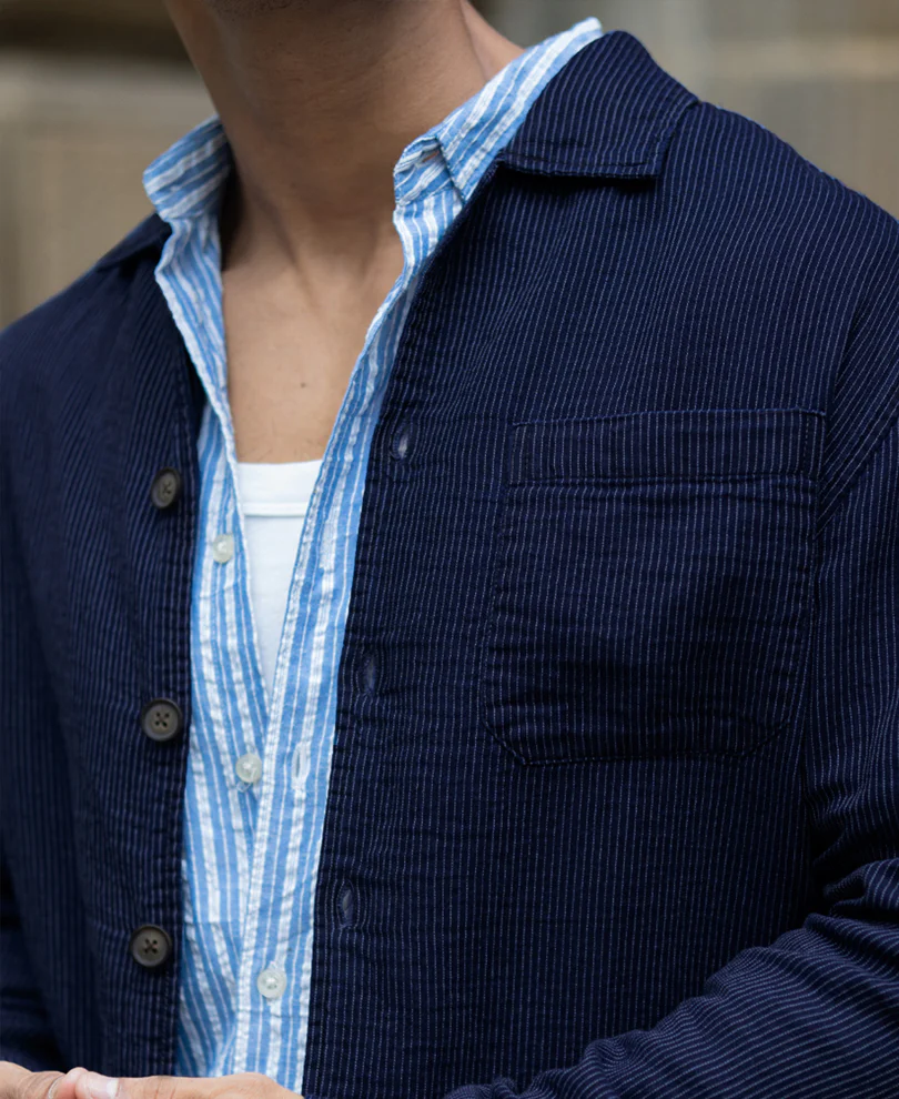 Navy Double Cloth Stripe Co-Ord Set - Image 6