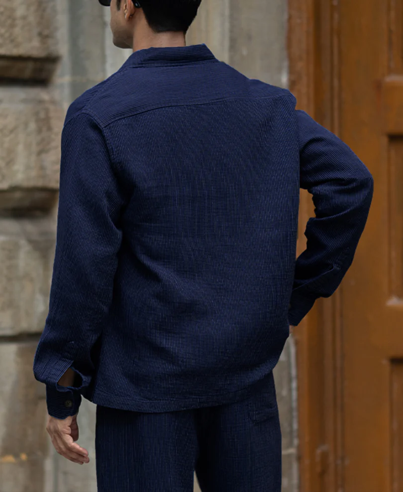 Navy Double Cloth Stripe Co-Ord Set - Image 9