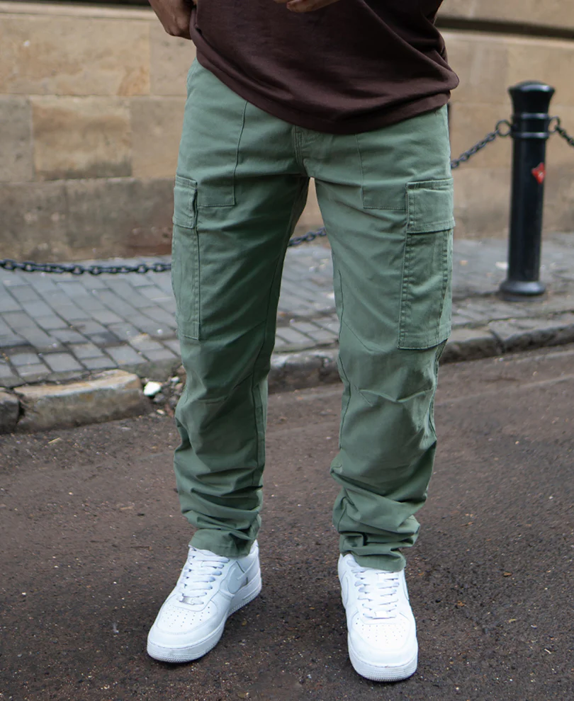 Olive Cotton Cargo Pant - Image 3