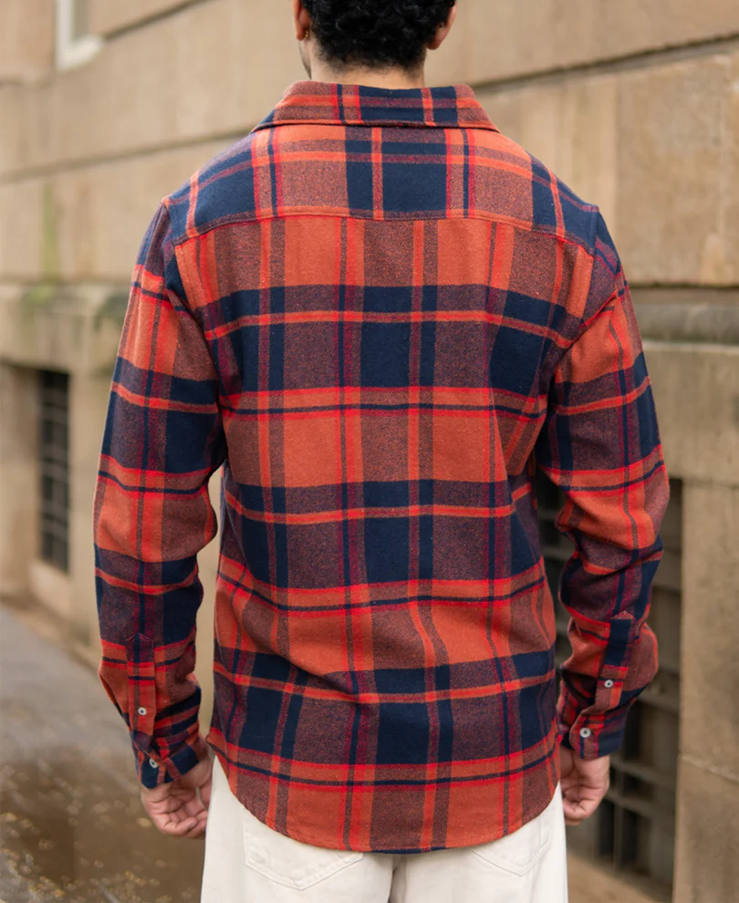 Rust And Navy Checks Shirt - Image 5