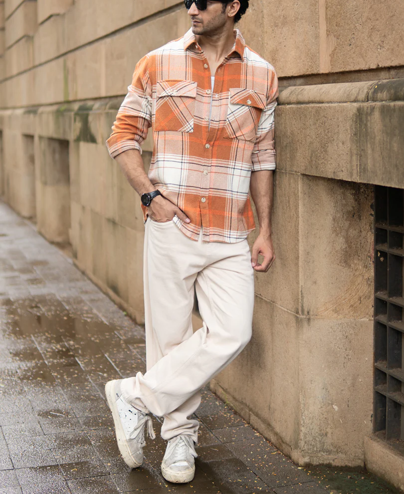 Rust Structured Checked Shirt - Image 6
