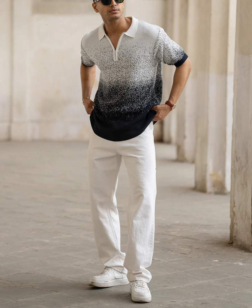 Ombre Jacquard Polo T-Shirt - Image 6