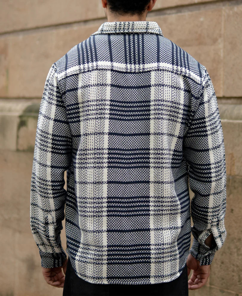 White And Navy Structured Checks Shirt - Image 5