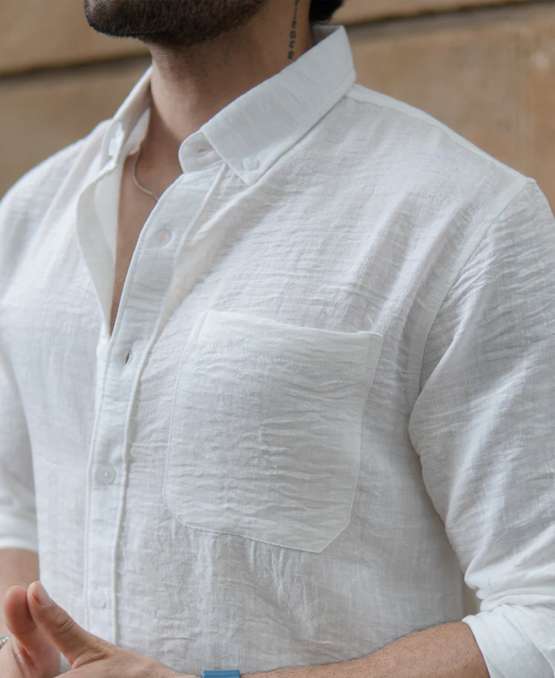 White Double Cloth Shirt - Image 4
